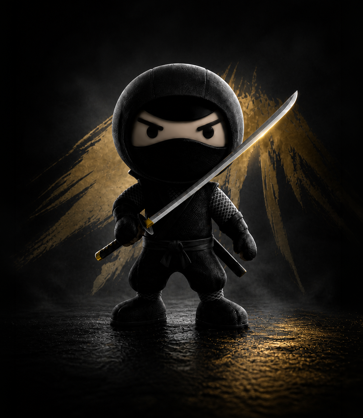VFX ninja mascot holding a katana